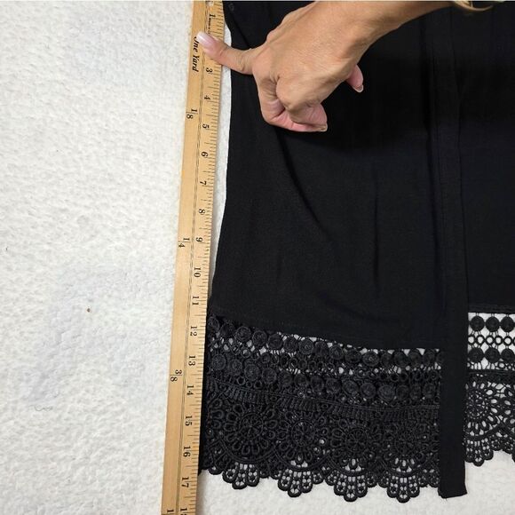 Xhilaration Black Lace Trim Open Front Cardigan – Size Large - Picture 11 of 15